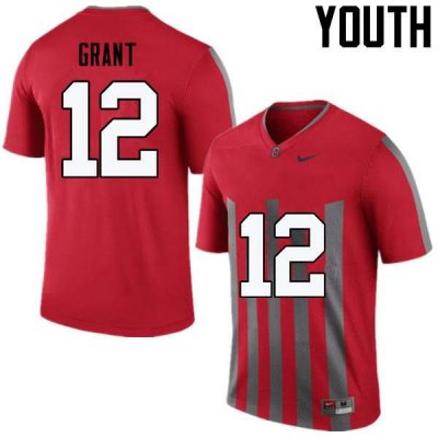 NCAA Ohio State Buckeyes Youth #12 Doran Grant Throwback Nike Football College Jersey LOR1145TE